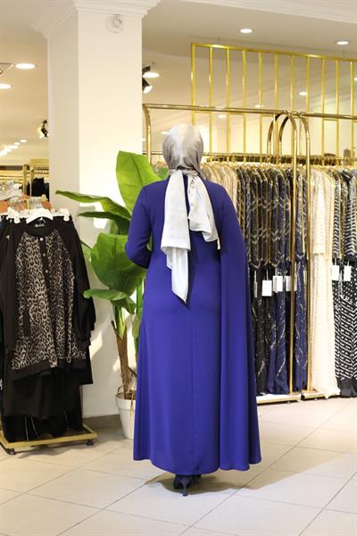 5526 CODE ONE SLEEVE CAPE DRESS WITH CRYSTAL STONES