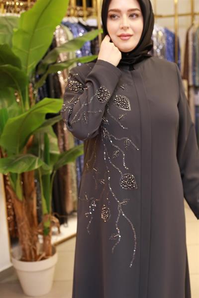 5601 CODE PEARL ABAYA WITH STONES