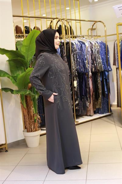 5601 CODE PEARL ABAYA WITH STONES