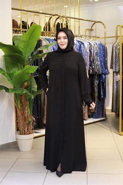 5601 CODE PEARL ABAYA WITH STONES