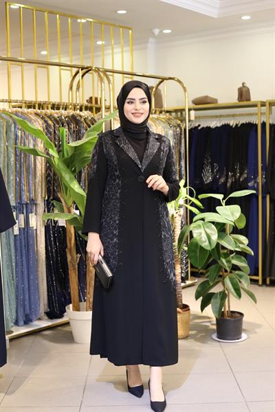 5603 CODE LEOPARD AND STONE DETAILED ABAYA