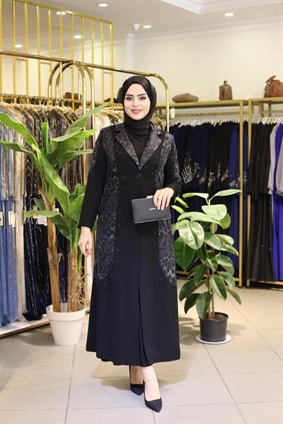 5603 CODE LEOPARD AND STONE DETAILED ABAYA