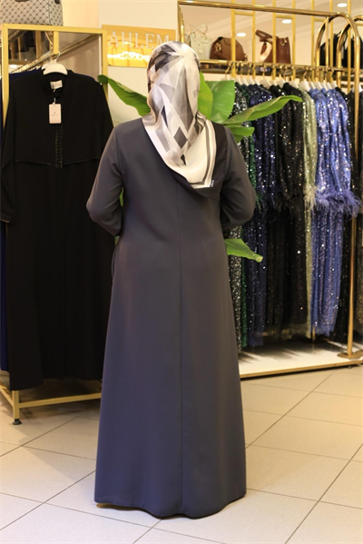 5604 KOD RÜZGARLIĞİ DETAYLI FERACE GRİ