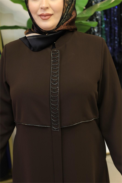 5604 KOD RÜZGARLIĞİ DETAYLI FERACE KAHVERENGİ