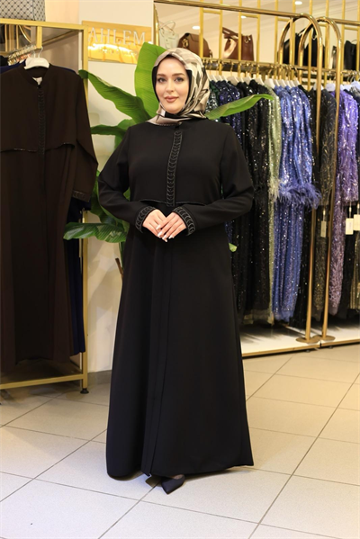 5604 KOD RÜZGARLIĞİ DETAYLI FERACE SİYAH