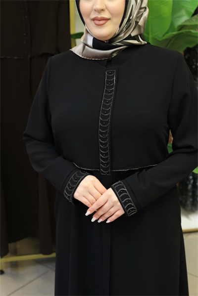 5604 KOD RÜZGARLIĞİ DETAYLI FERACE SİYAH