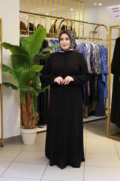 5608 KOD ARABİYELİ ÖNÜ PİLİSELİ FERACE SİYAH