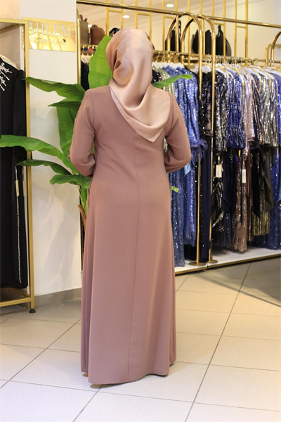 5609 KOD YAKA VE KOL ZİNCİRLİ DETAYLI FERACE VİZON