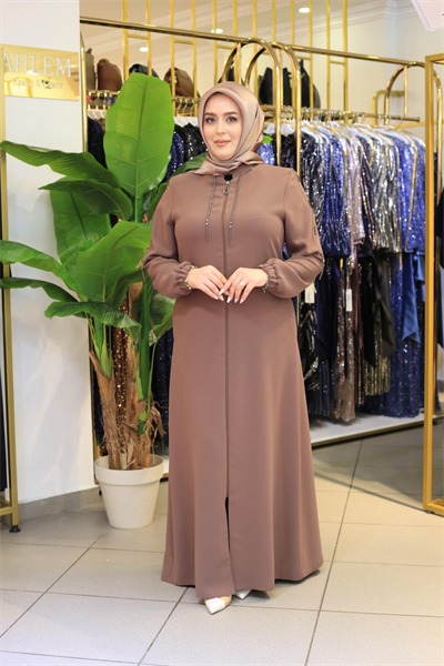 5609 KOD YAKA VE KOL ZİNCİRLİ DETAYLI FERACE VİZON