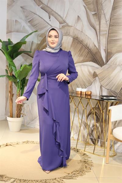 5712 كود فستان بتنورة متموجة ومتموجة