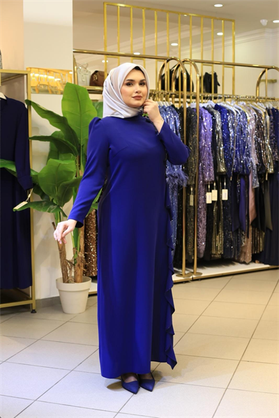 فستان 5715 كود زهري وتنورة متموجة