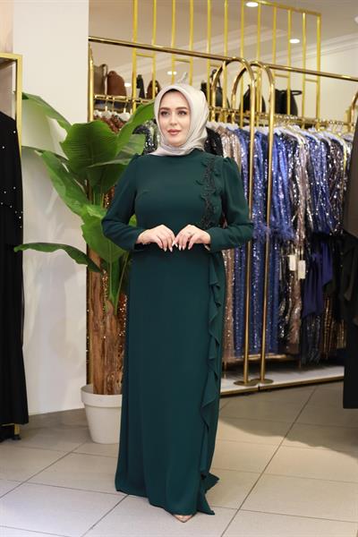 فستان 5715 كود زهري وتنورة متموجة
