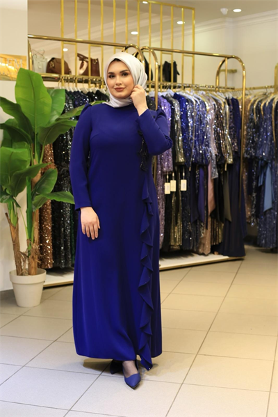 فستان 5715 كود زهري وتنورة متموجة