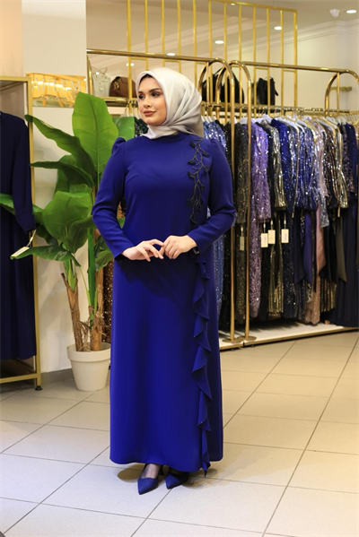 فستان 5715 كود زهري وتنورة متموجة