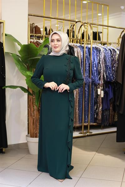 فستان 5715 كود زهري وتنورة متموجة