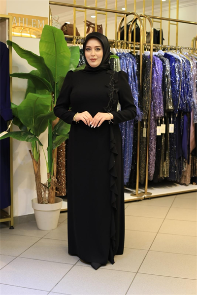 فستان 5715 كود زهري وتنورة متموجة