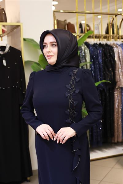 فستان 5715 كود زهري وتنورة متموجة