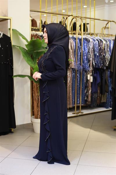 فستان 5715 كود زهري وتنورة متموجة