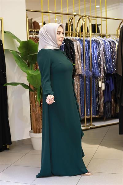 فستان 5715 كود زهري وتنورة متموجة