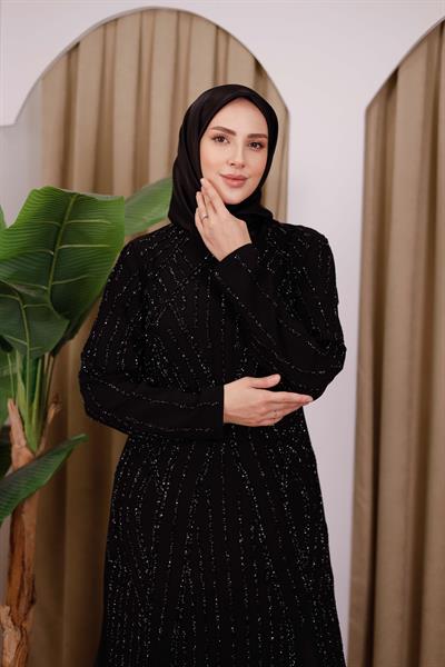 572 فستان سهرة مفصل بالحجر الرمزي 572