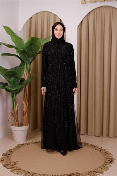 572 فستان سهرة مفصل بالحجر الرمزي 572