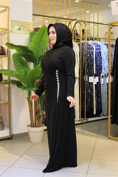 5739 CODE SWAROSKİ TAŞLI SİMLİ ELBİSE