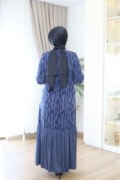 5817 KOD KENDİNDEN DESENLİ KUPRA ELBİSE