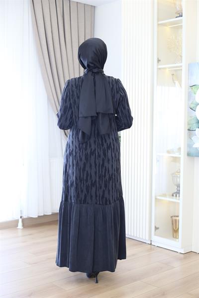 5817 KOD KENDİNDEN DESENLİ KUPRA ELBİSE