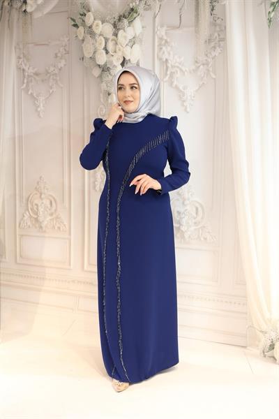 5905 كود فستان مطرز بالحجر غير متماثل