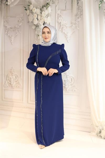 5905 كود فستان مطرز بالحجر غير متماثل