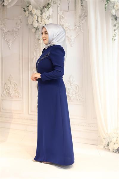 5905 كود فستان مطرز بالحجر غير متماثل