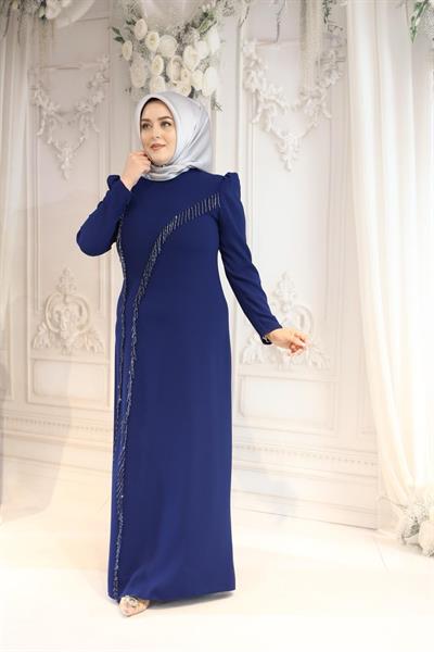 5905 كود فستان مطرز بالحجر غير متماثل