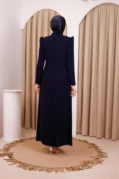 5905 كود فستان مطرز بالحجر غير متماثل