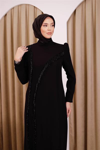 5905 كود فستان مطرز بالحجر غير متماثل