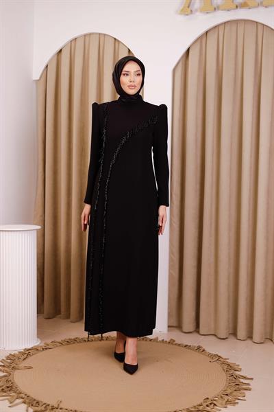 5905 كود فستان مطرز بالحجر غير متماثل