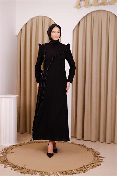 5905 كود فستان مطرز بالحجر غير متماثل