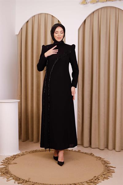 5905 كود فستان مطرز بالحجر غير متماثل