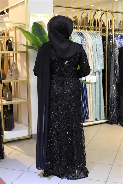 6002 KOD PULLU DRAPE DETAYLI ELBİSE