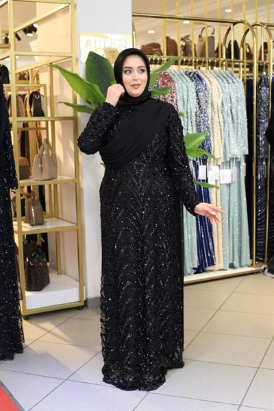 6002 KOD PULLU DRAPE DETAYLI ELBİSE