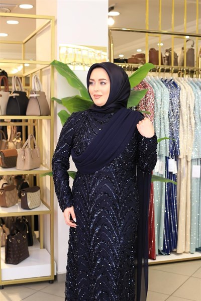 6002 KOD PULLU DRAPE DETAYLI ELBİSE