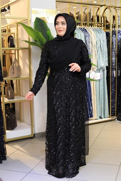 6002 KOD PULLU DRAPE DETAYLI ELBİSE