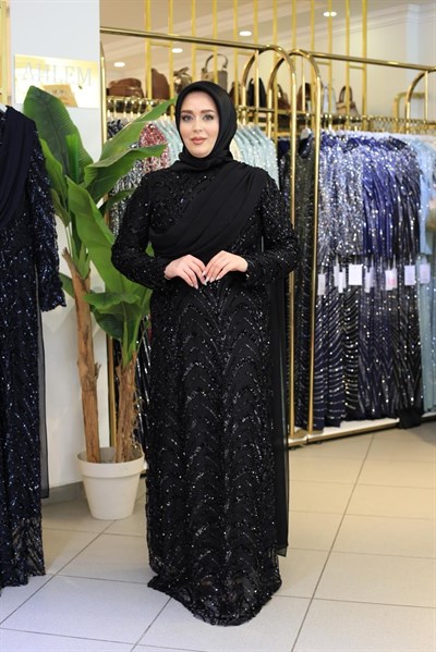 6002 KOD PULLU DRAPE DETAYLI ELBİSE