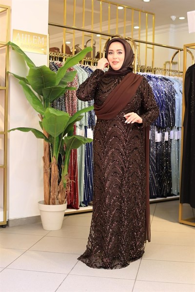6002 KOD PULLU DRAPE DETAYLI ELBİSE