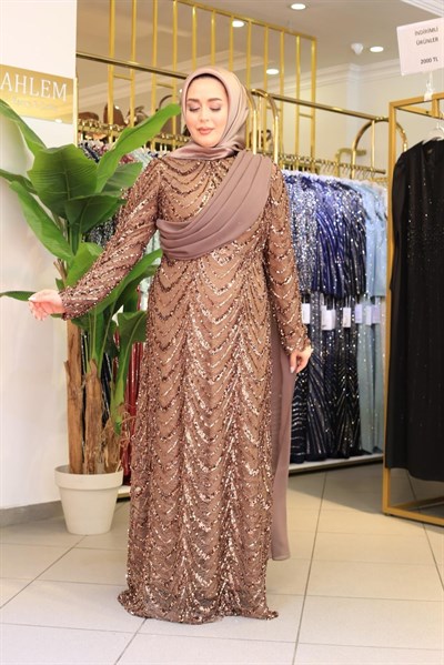 6002 KOD PULLU DRAPE DETAYLI ELBİSE