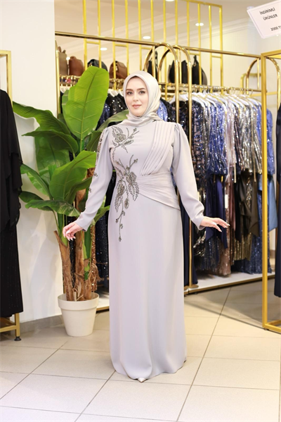 6102 فستان مطرز بحجر زهرة