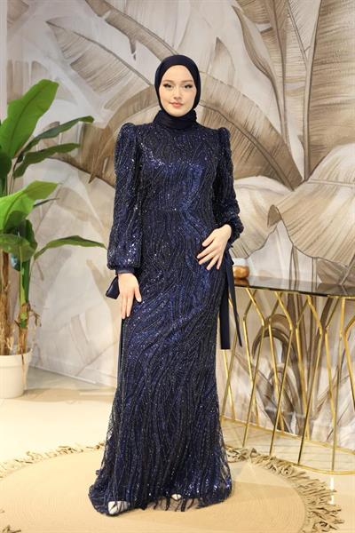 6105 CODE STONE PRINTED EVENING DRESS