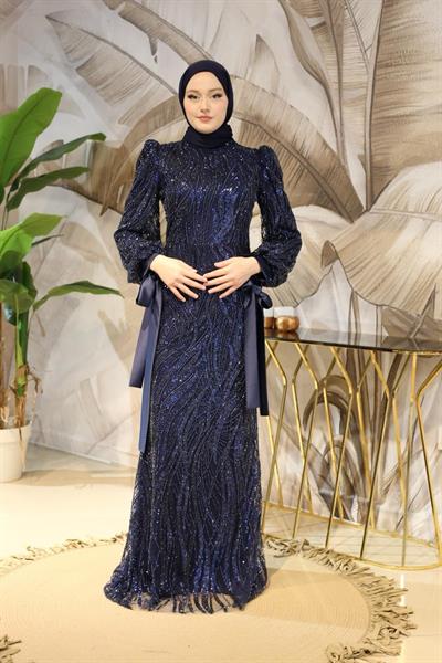 6105 CODE STONE PRINTED EVENING DRESS