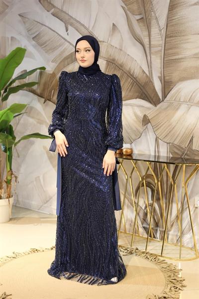 6105 CODE STONE PRINTED EVENING DRESS