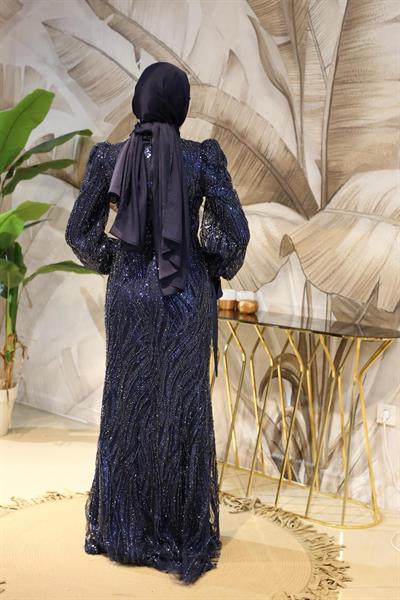 6105 CODE STONE PRINTED EVENING DRESS