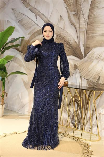 6105 CODE STONE PRINTED EVENING DRESS